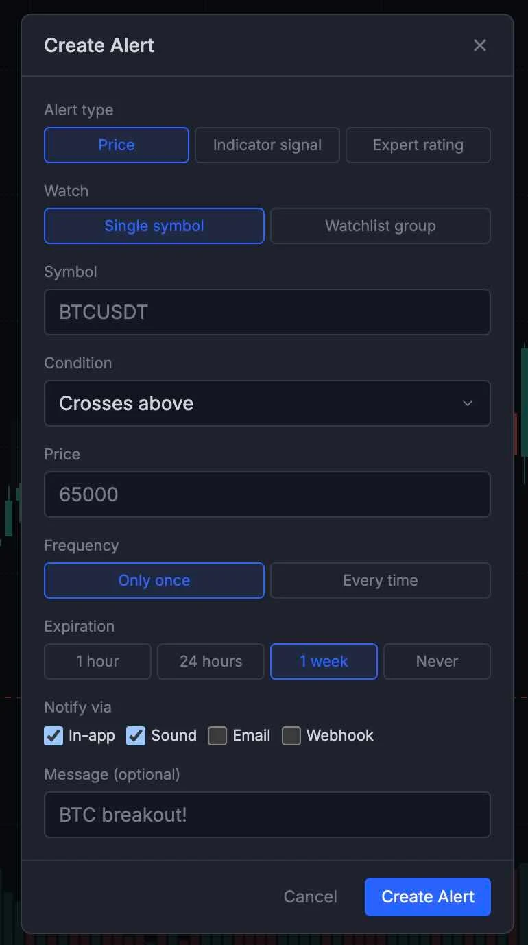 alerts panel listing active 